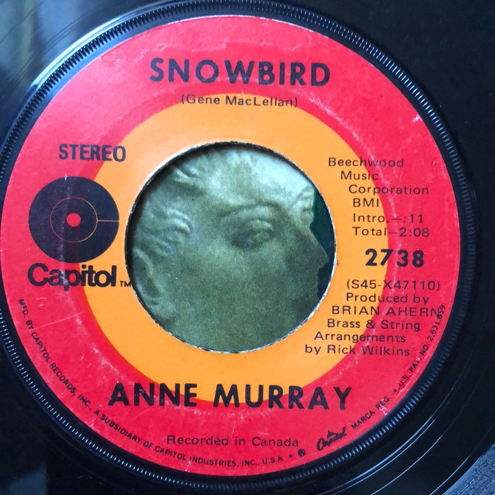Anne Murray Snowbird/Just Bidin' My Time Vinyl 45 Record '70